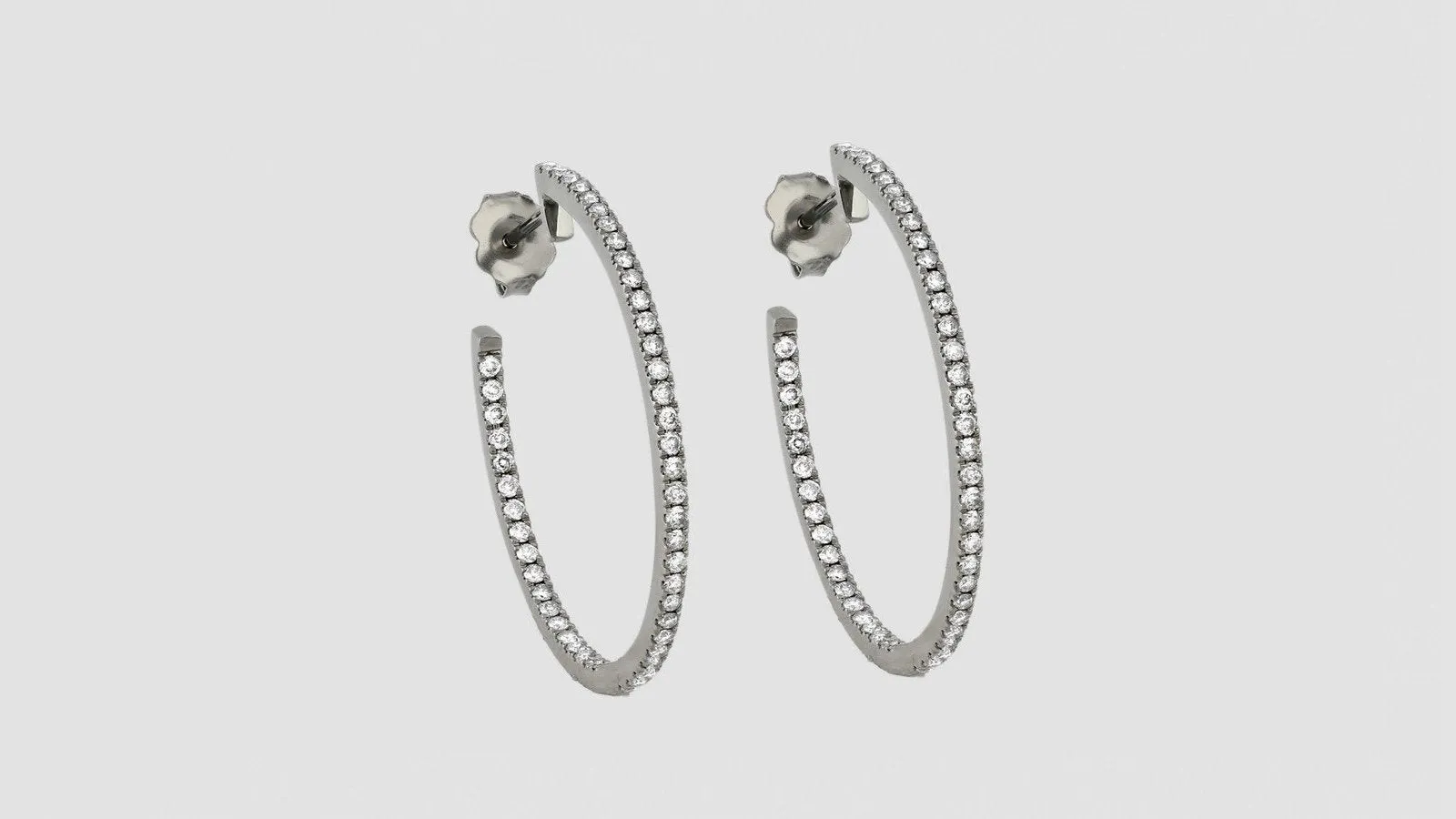 14K H-I/SI Large Diamond Hoop Earrings