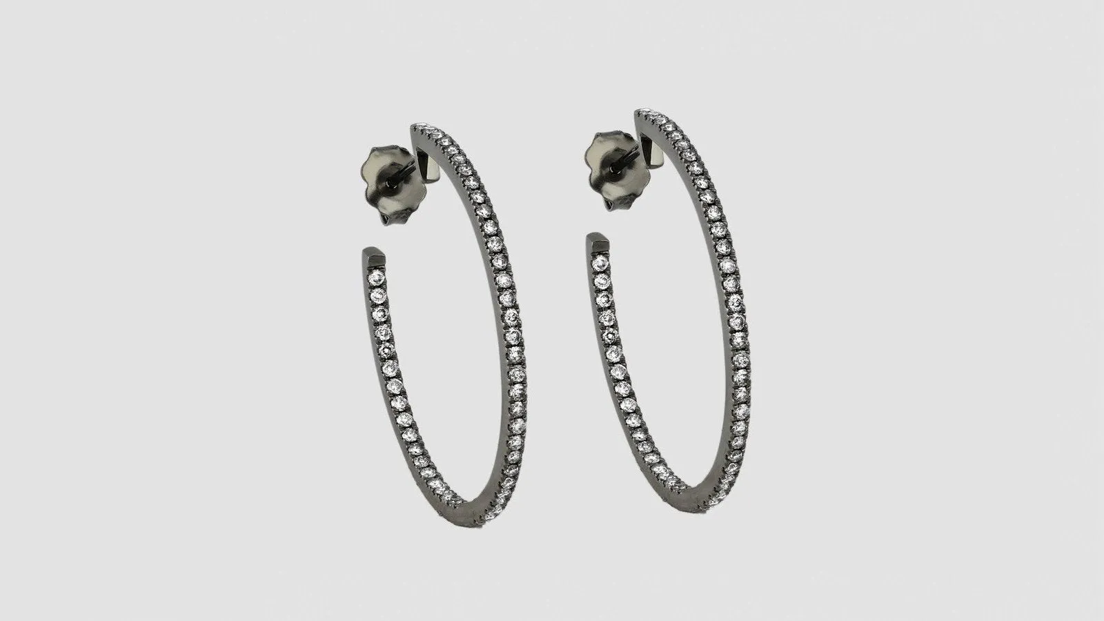 14K H-I/SI Large Diamond Hoop Earrings