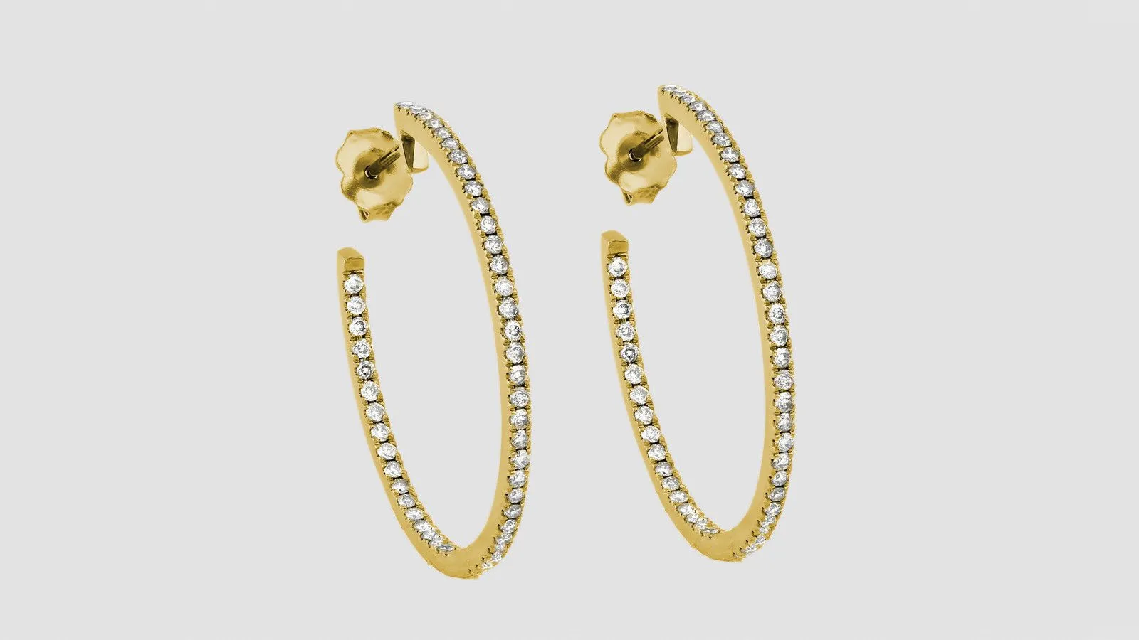 14K H-I/SI Large Diamond Hoop Earrings