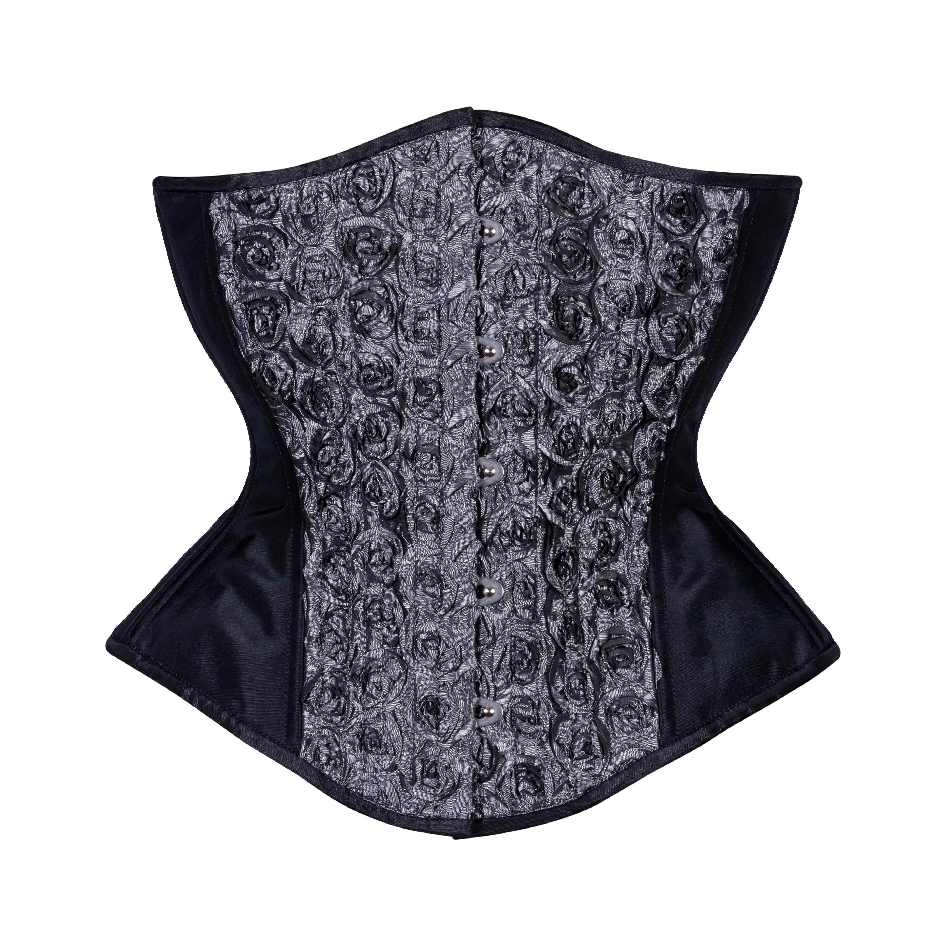 3D Roses in Gray Corset, Hourglass Silhouette, Regular