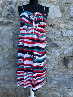 80s palms stripy beach dress uk 10-12