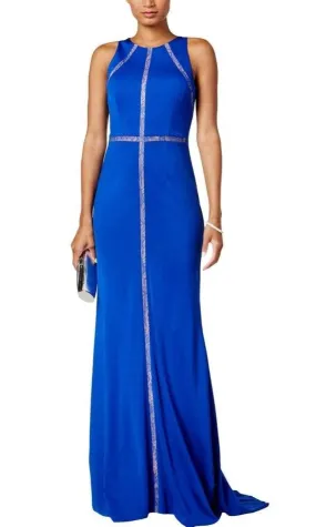 Adrianna Papell - AP1E202052 Jewel Neck Fitted Jersey Gown