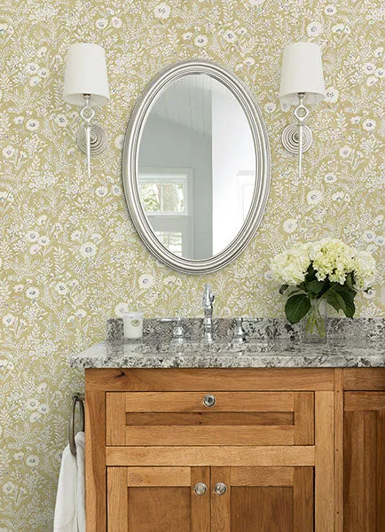 Agathon Wheat Floral Wallpaper from the Delphine Collection