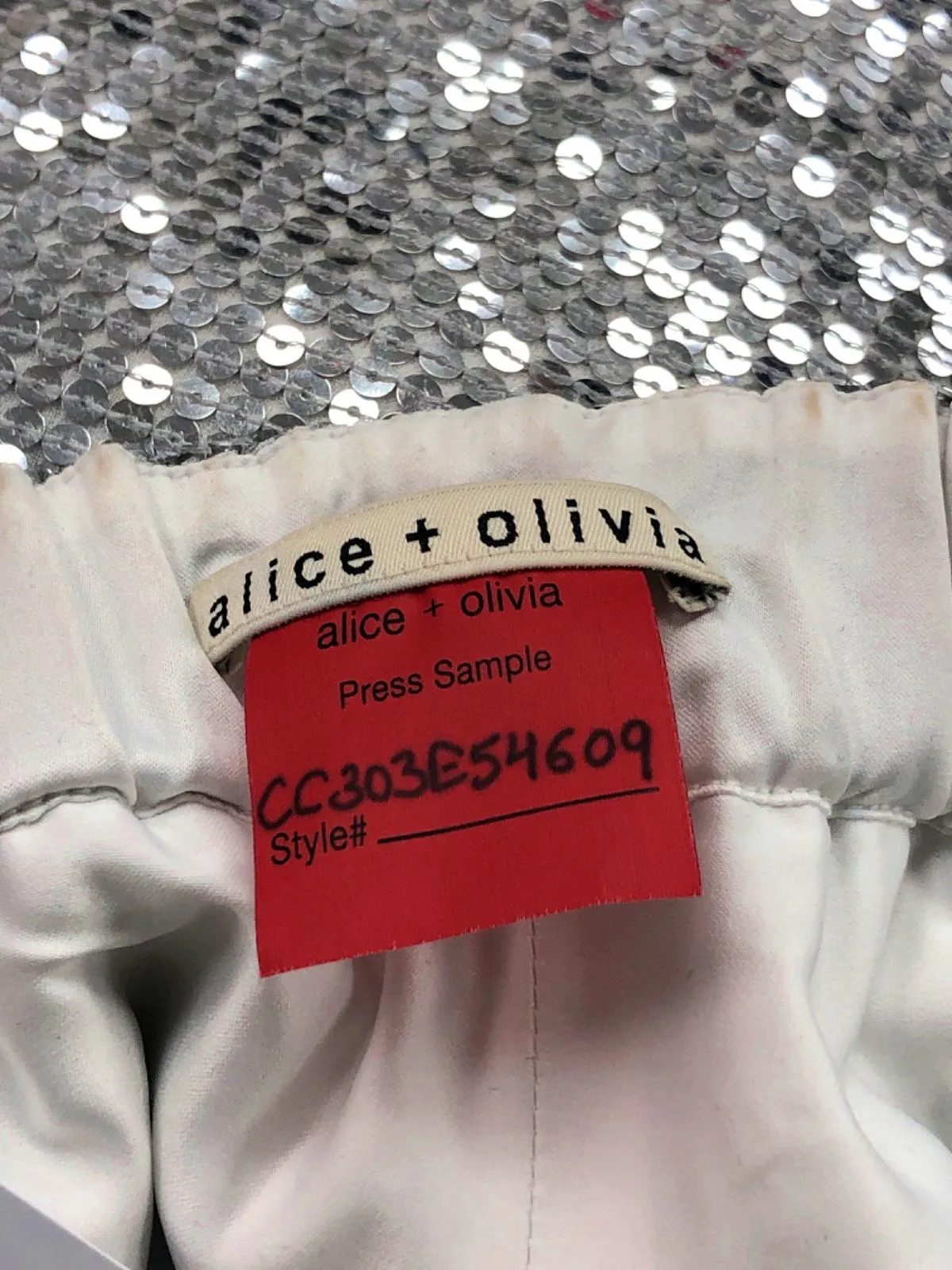 Alice   Olivia Silver Sequin Shorts