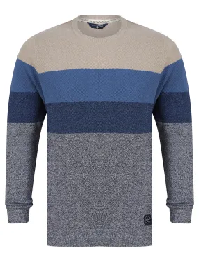 Andoh Crew Neck Textured Knit Cotton Rich Colour Block Jumper in Beige - Tokyo Laundry