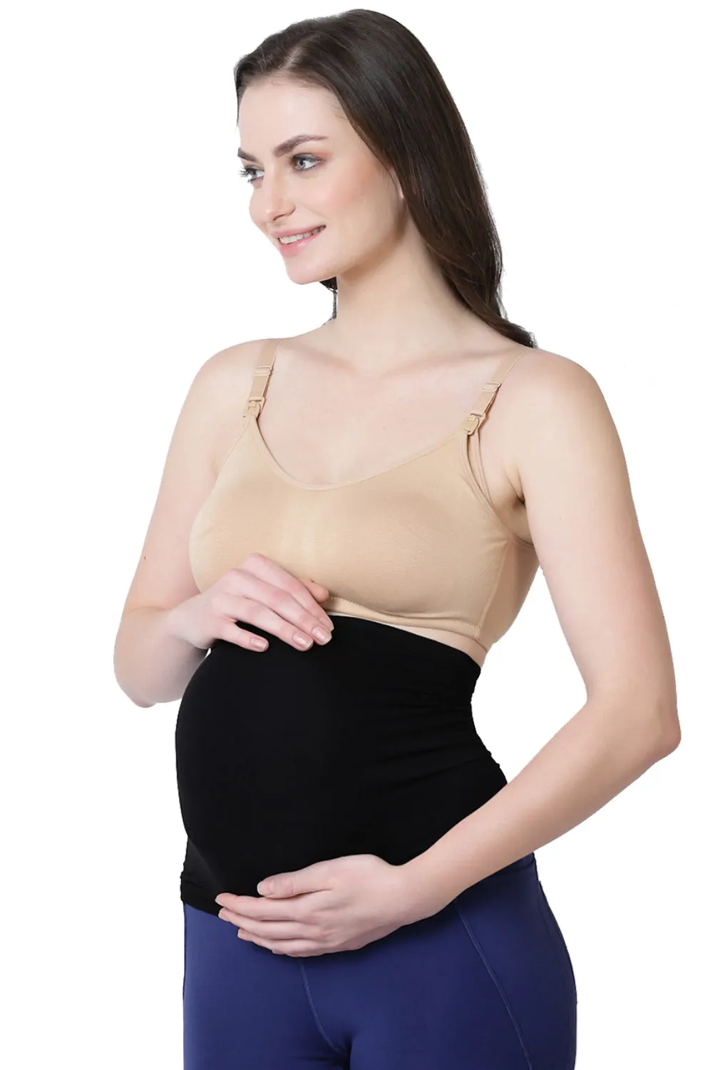 Bamboo Fiber Gathered Side Maternity Belly Band-ISMB002-Anthracite-