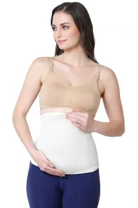 Bamboo Fiber Gathered Side Maternity Belly Band-ISMB002-Bright White