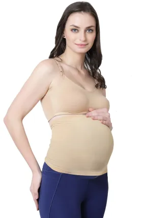 Bamboo Fiber Gathered Side Maternity Belly Band-ISMB002-Hazelnut-