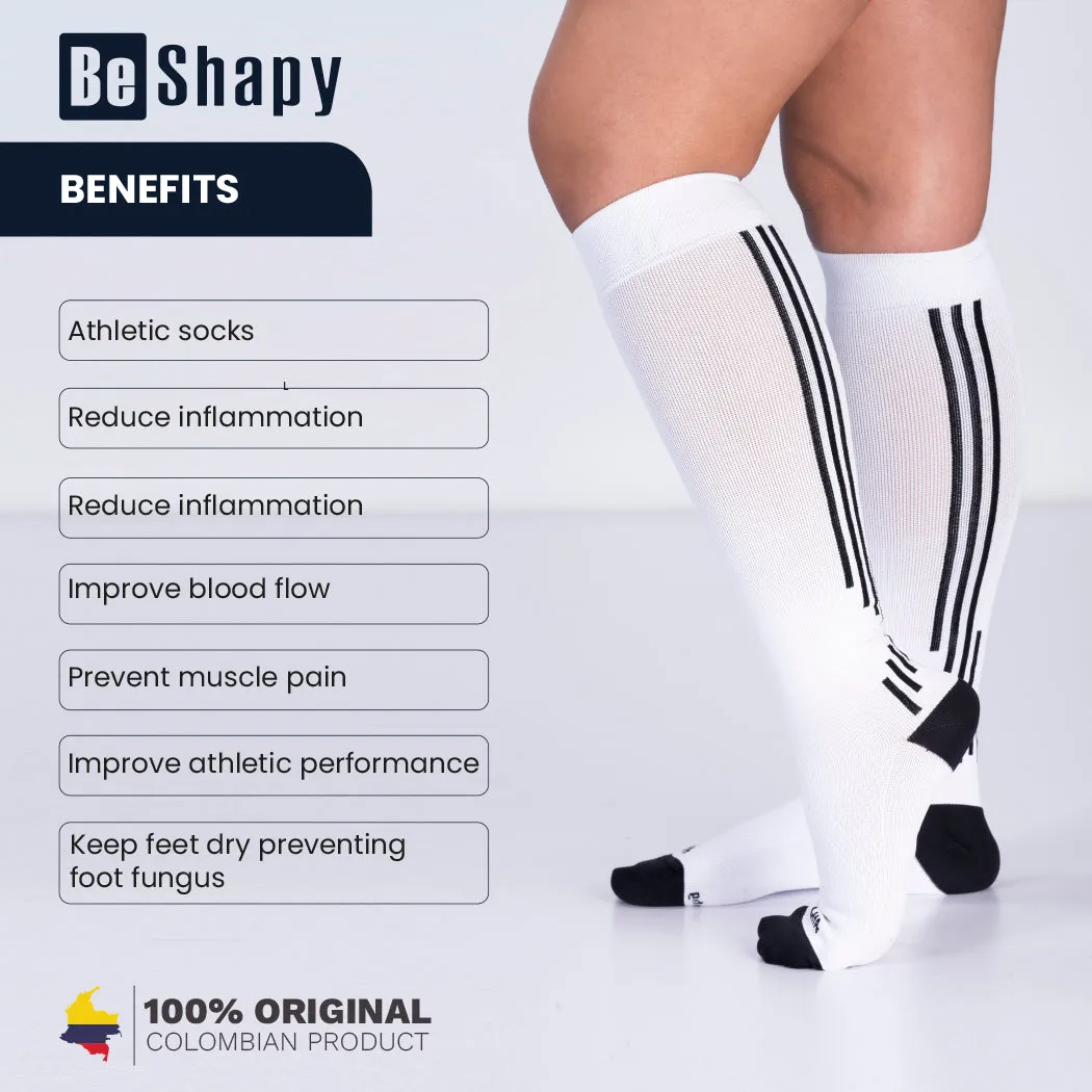 Be Shapy | Sports Compression Athletic Unisex Knee High Socks| Medias Deportivas