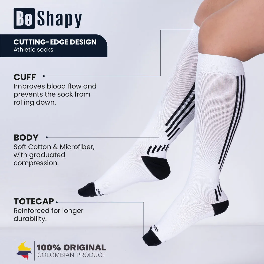 Be Shapy | Sports Compression Athletic Unisex Knee High Socks| Medias Deportivas