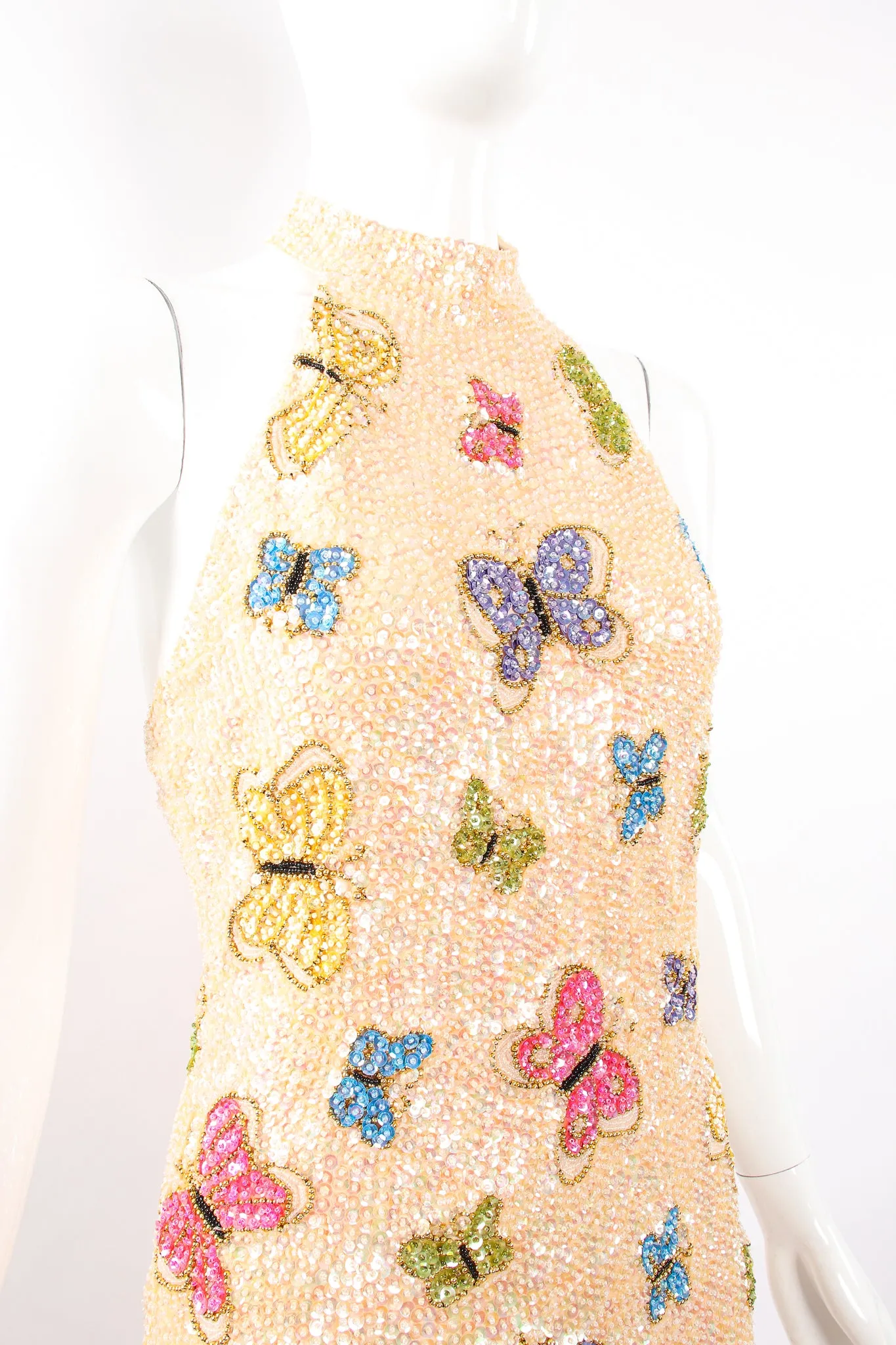 Beaded Butterfly Halter Gown