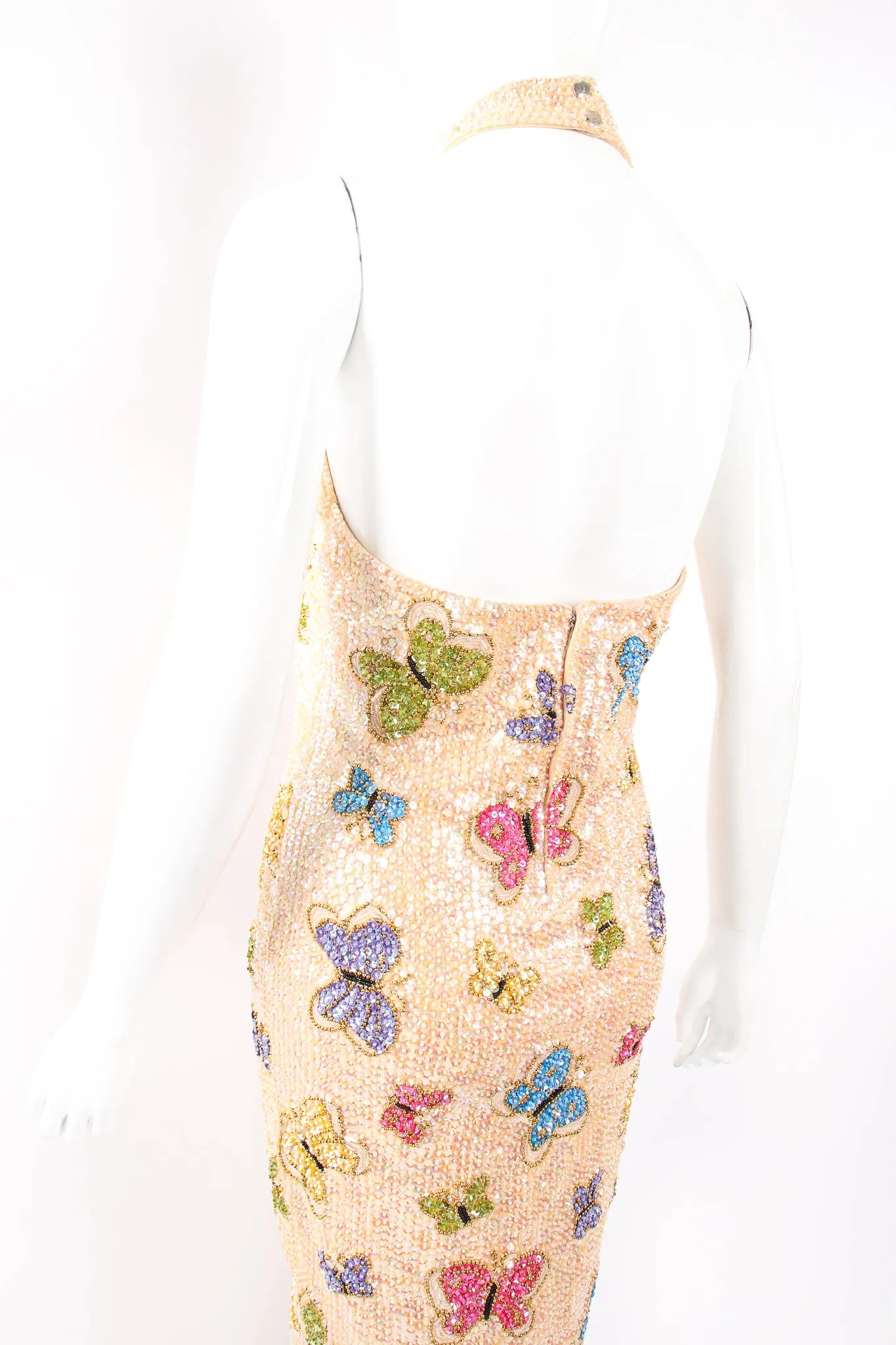 Beaded Butterfly Halter Gown