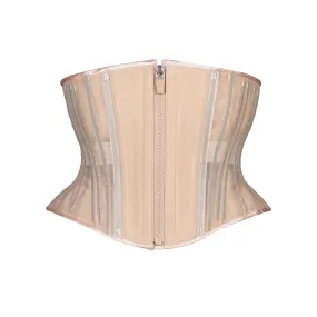 Beige Fine Mesh No Line Corset, Hourglass Silhouette, Short