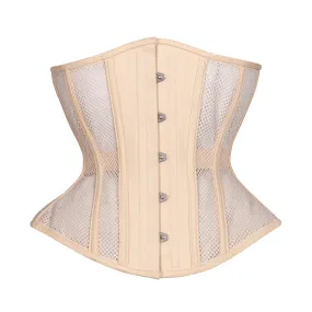 Beige Open Mesh Corset, Hourglass Silhouette, Regular