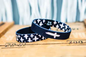 Black and White Cross Stretchy Bracelet: KIDS