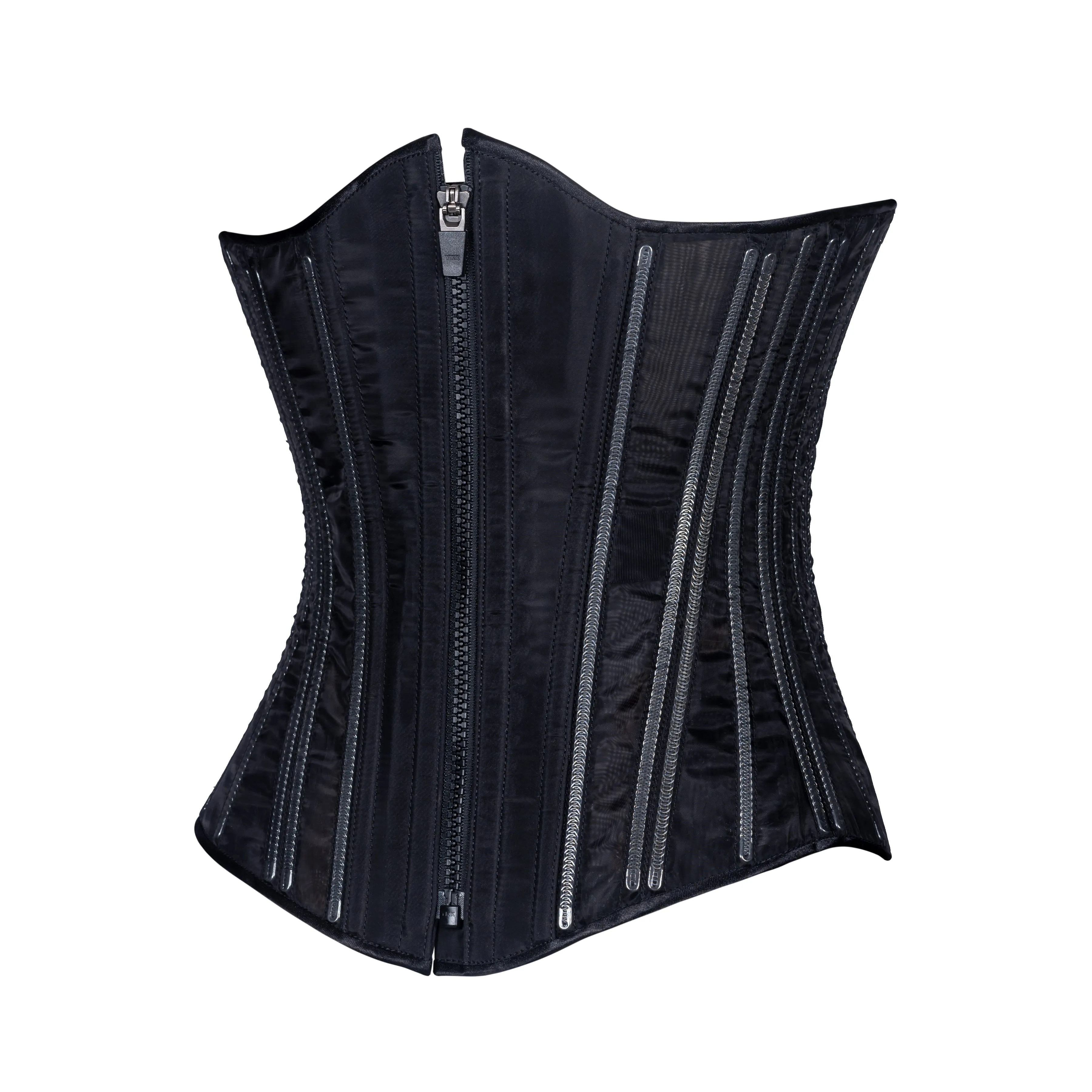 Black Fine Mesh No Line Corset, Slim Silhouette, Regular