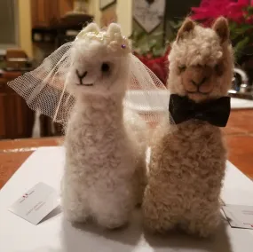 Bride and Groom Alpacadorable Hand Made Baby Alpaca Ornaments Alpaca Wedding Cake Topper