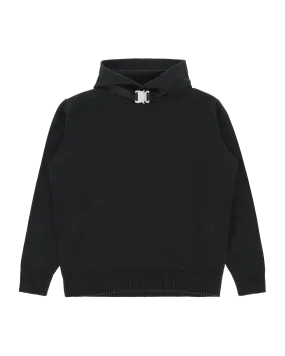 BUCKLE COLLAR KNITTED HOODIE