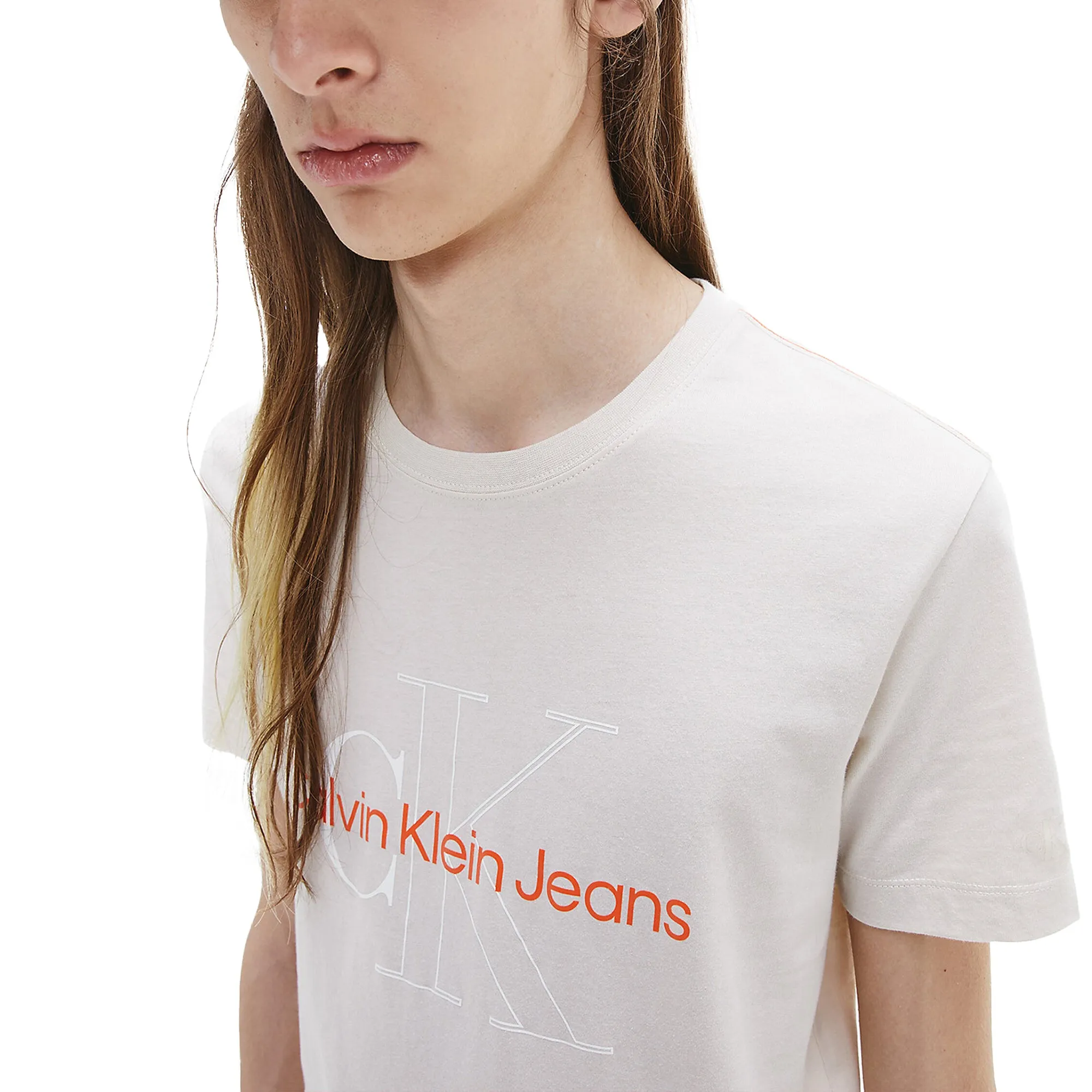 Calvin Klein Two Tone Monogram T-Shirt - Eggshell