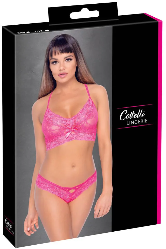 Cottelli Lingerie Pink Bra Set (S/M)