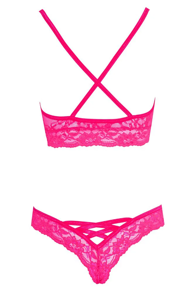 Cottelli Lingerie Pink Bra Set (S/M)