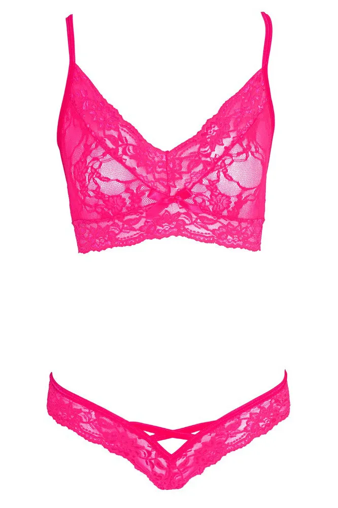 Cottelli Lingerie Pink Bra Set (S/M)