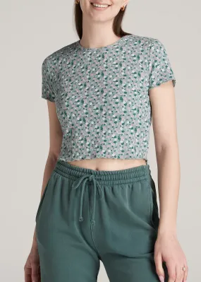 Cropped Waffle Tee in Seaglass Floral - Women's Tall T-Shirts