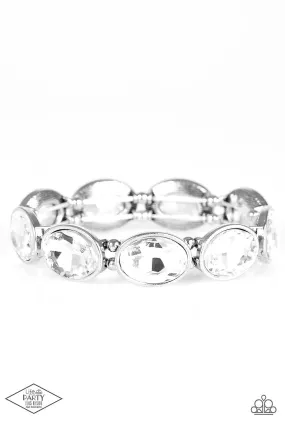 DIVA In Disguise White Rhinestone Bracelet - Paparazzi Accessories