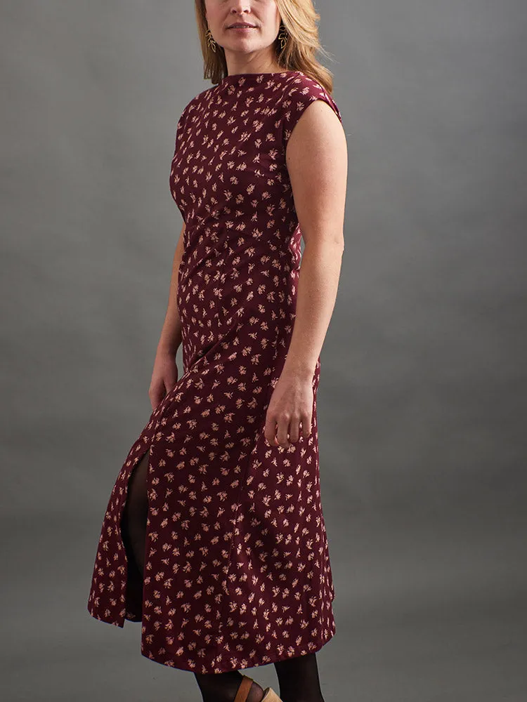 Elise Sheath Dress - Burgundy Bouquet