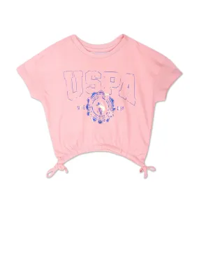 Girls Cotton Brand Print Coordinate T-Shirt