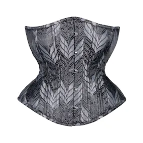 Gray Feathers in Vinyl Corset, Hourglass Silhouette, Regular