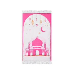 Kids Printed Fiber Padded Prayer Mat- Pink