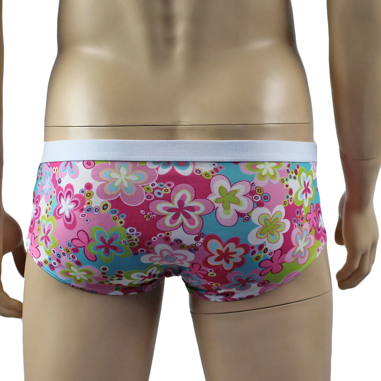 Male Hippie Flower Print Crop Top Camisole and Boxer Briefs