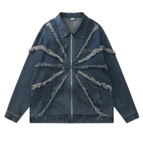 Men's Casual High Streetwear Distressed Denim Jacket