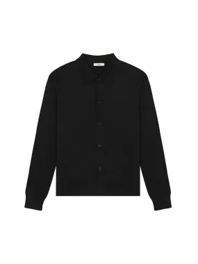 Mens DNA Knitted Collared Shirt—black