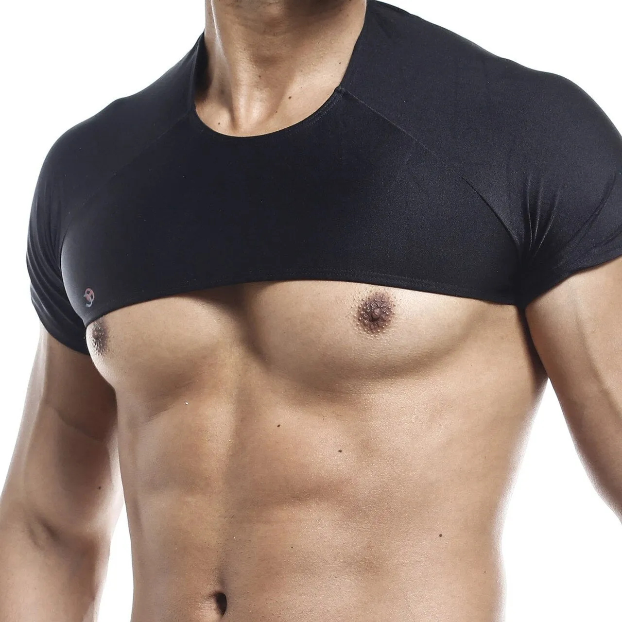 Mens Joe Snyder Stretch Spandex Posing Top with Cap Sleeves Black