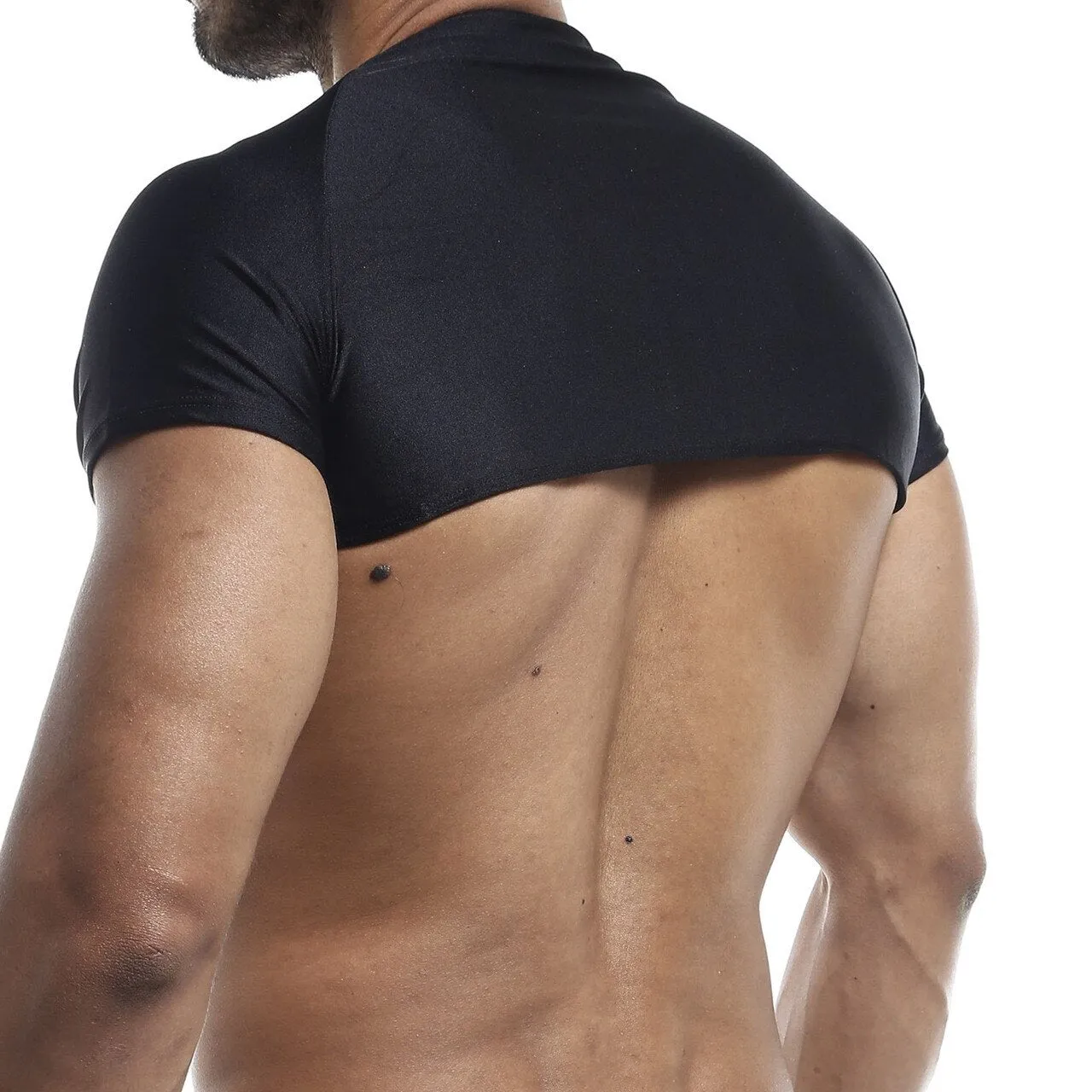 Mens Joe Snyder Stretch Spandex Posing Top with Cap Sleeves Black