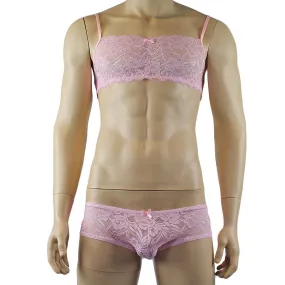 Mens Kristy Lingerie Bra Top and Boxer Briefs Light Pink