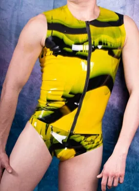 Mens Latex Briefs And TankTop Fetish Mens Rubber Suit Latex Suits Polymorphe YEL