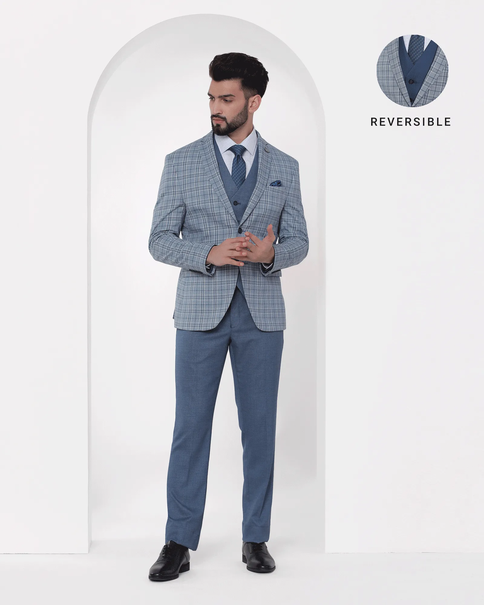 Multitude 6X Teal Check Formal Suit - Grace