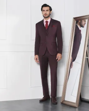 Must Haves Three Piece Darkk Wine Solid Formal Suit - Jaguar