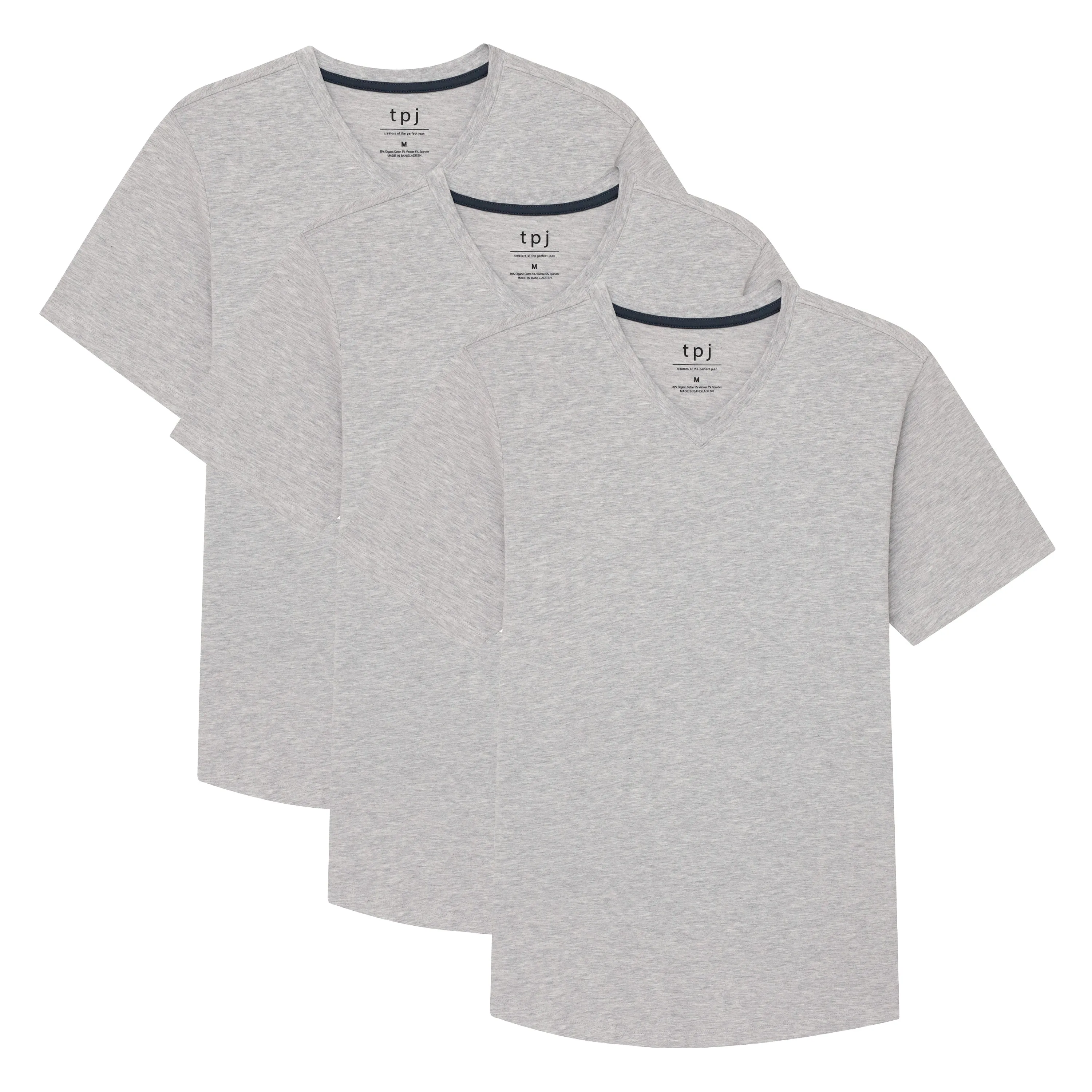 Organic V-Neck T-Shirt 3 Pack / Heather Grey