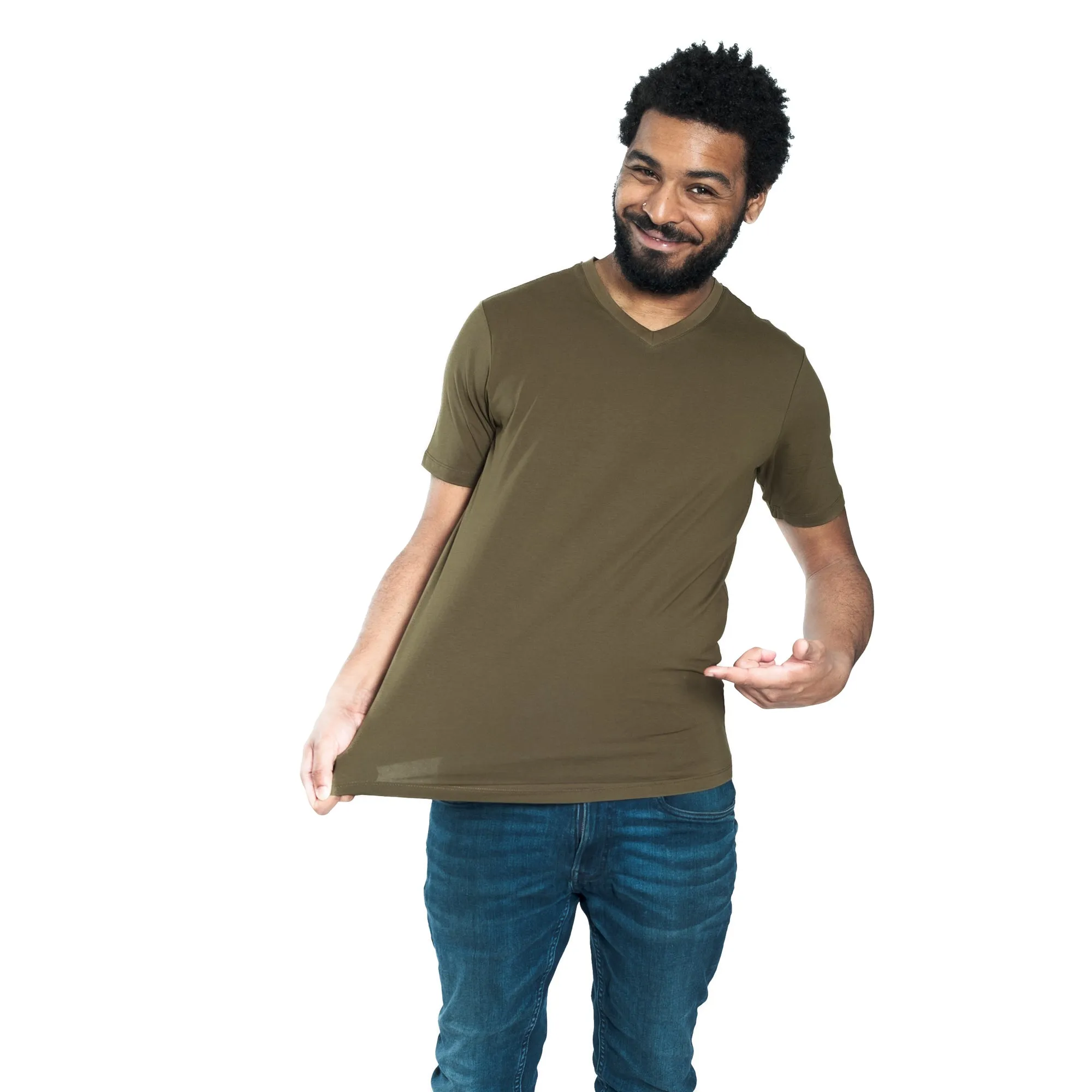 Organic V-Neck T-Shirt 3 Pack / Military Olive