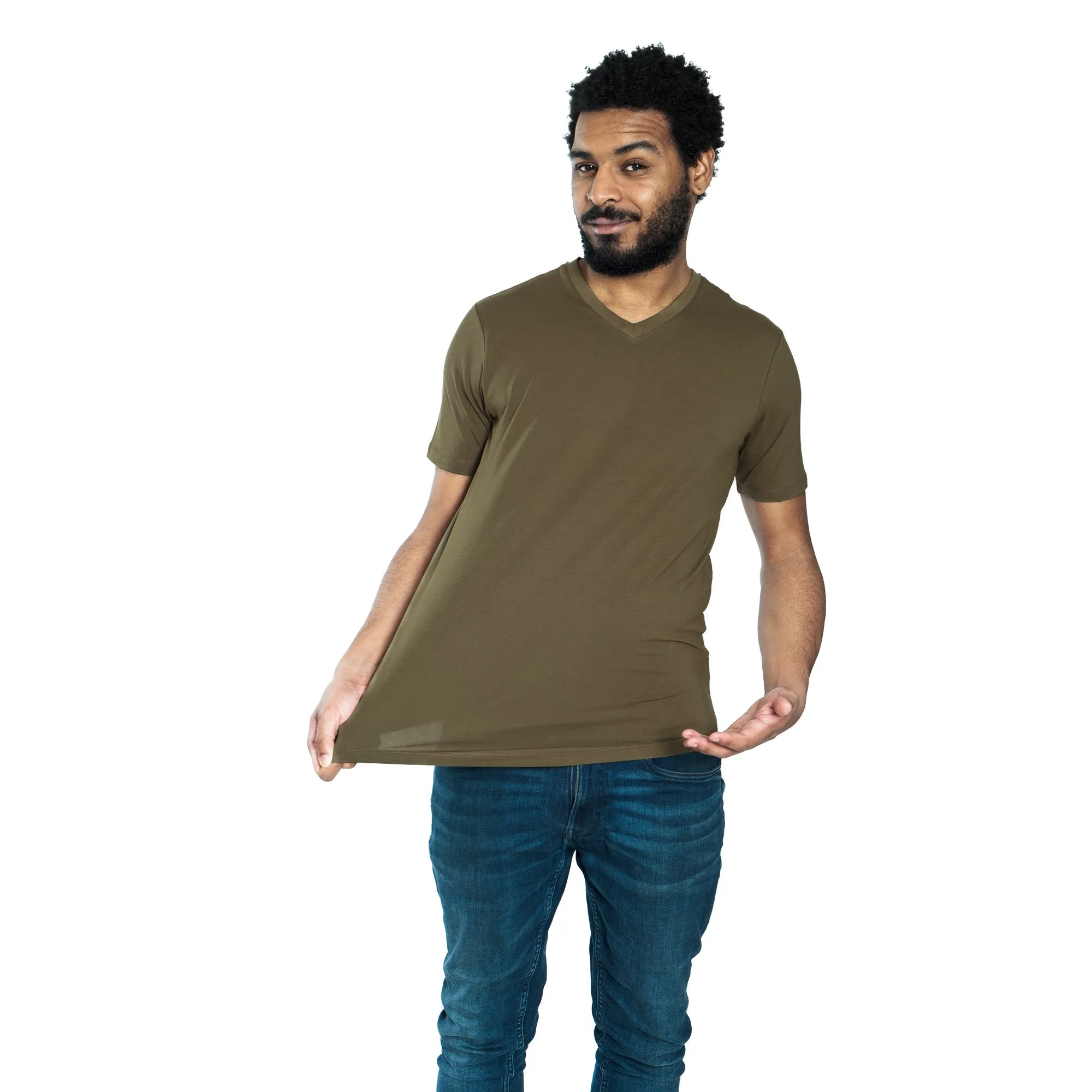 Organic V-Neck T-Shirt 3 Pack / Military Olive