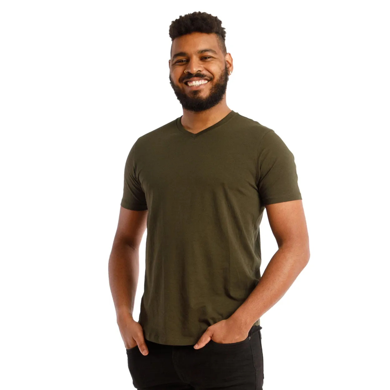 Organic V-Neck T-Shirt 3 Pack / Olive