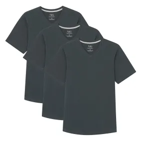 Organic V-Neck T-Shirt 3 Pack / Steel