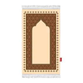 Printed Fiber Padded Prayer Mat- Beige and Brown