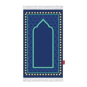 Printed Fiber Padded Prayer Mat- Blue and Mint