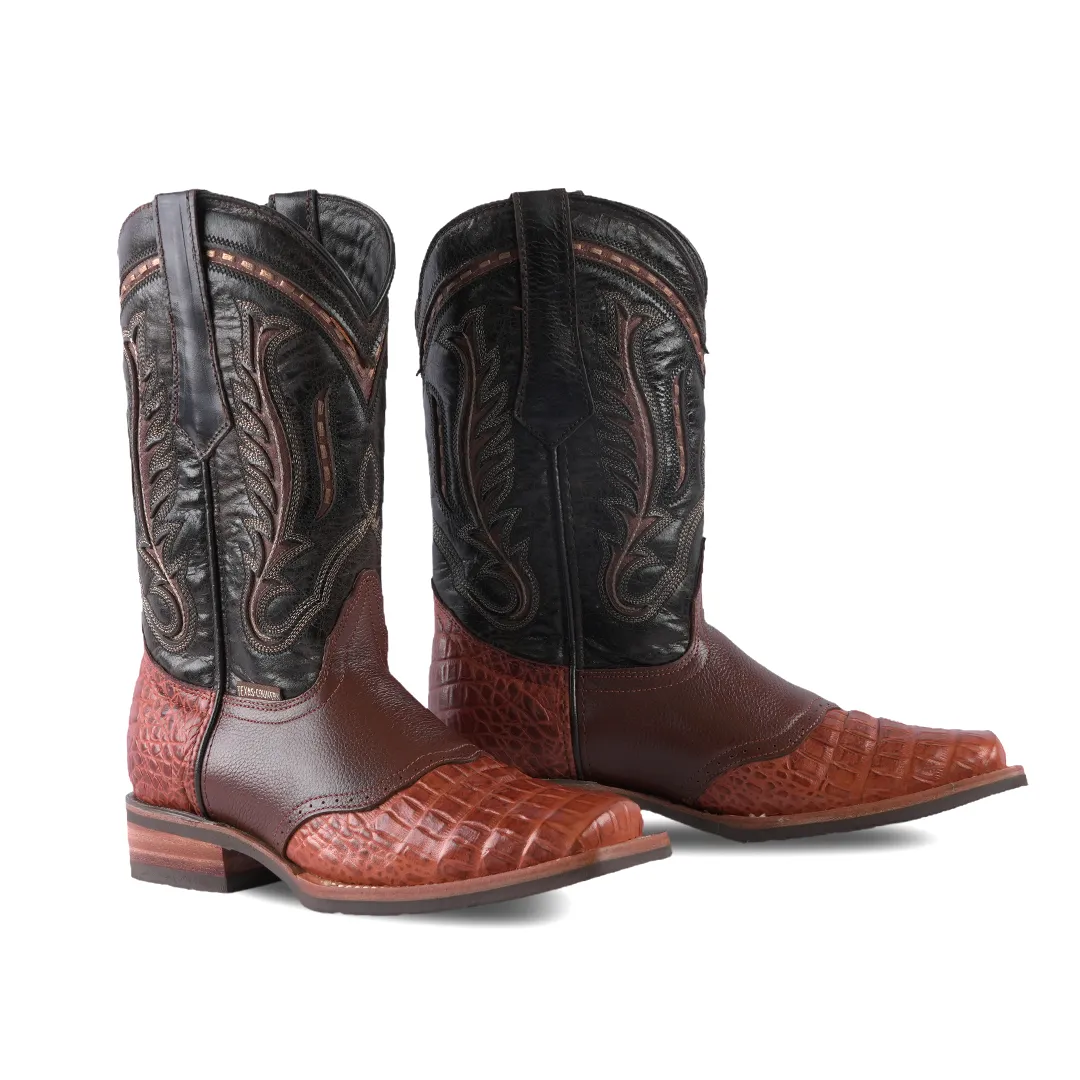 Texas Country Western Boot Belly Barcelona Cognac Rodeo Toe E407