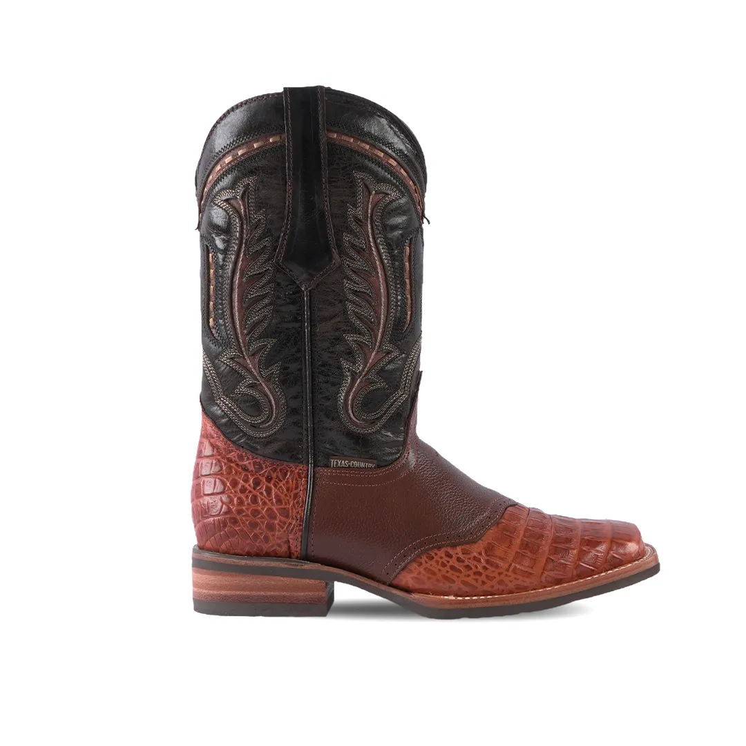 Texas Country Western Boot Belly Barcelona Cognac Rodeo Toe E407